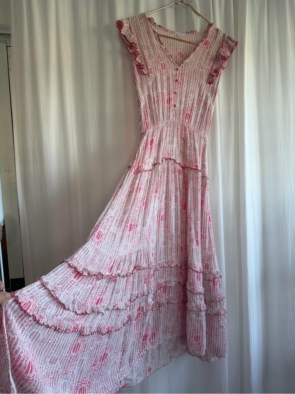 POUPETTE ST BARTH Paulina dress in pink and white striped floral print